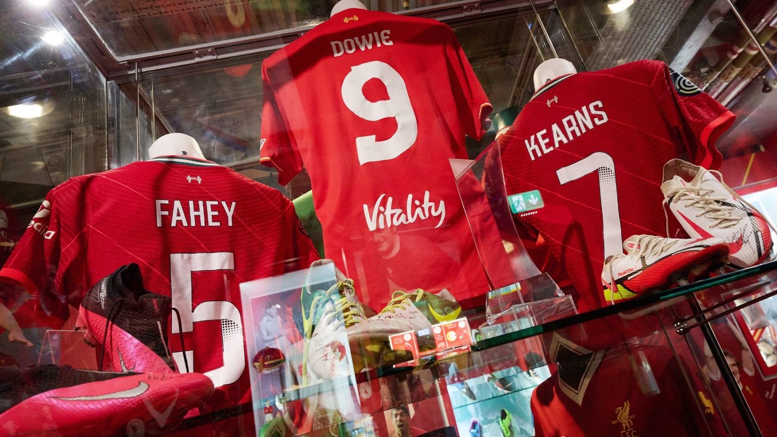 Liverpool Football Club Museum exhibition hall at Anfield Stadium