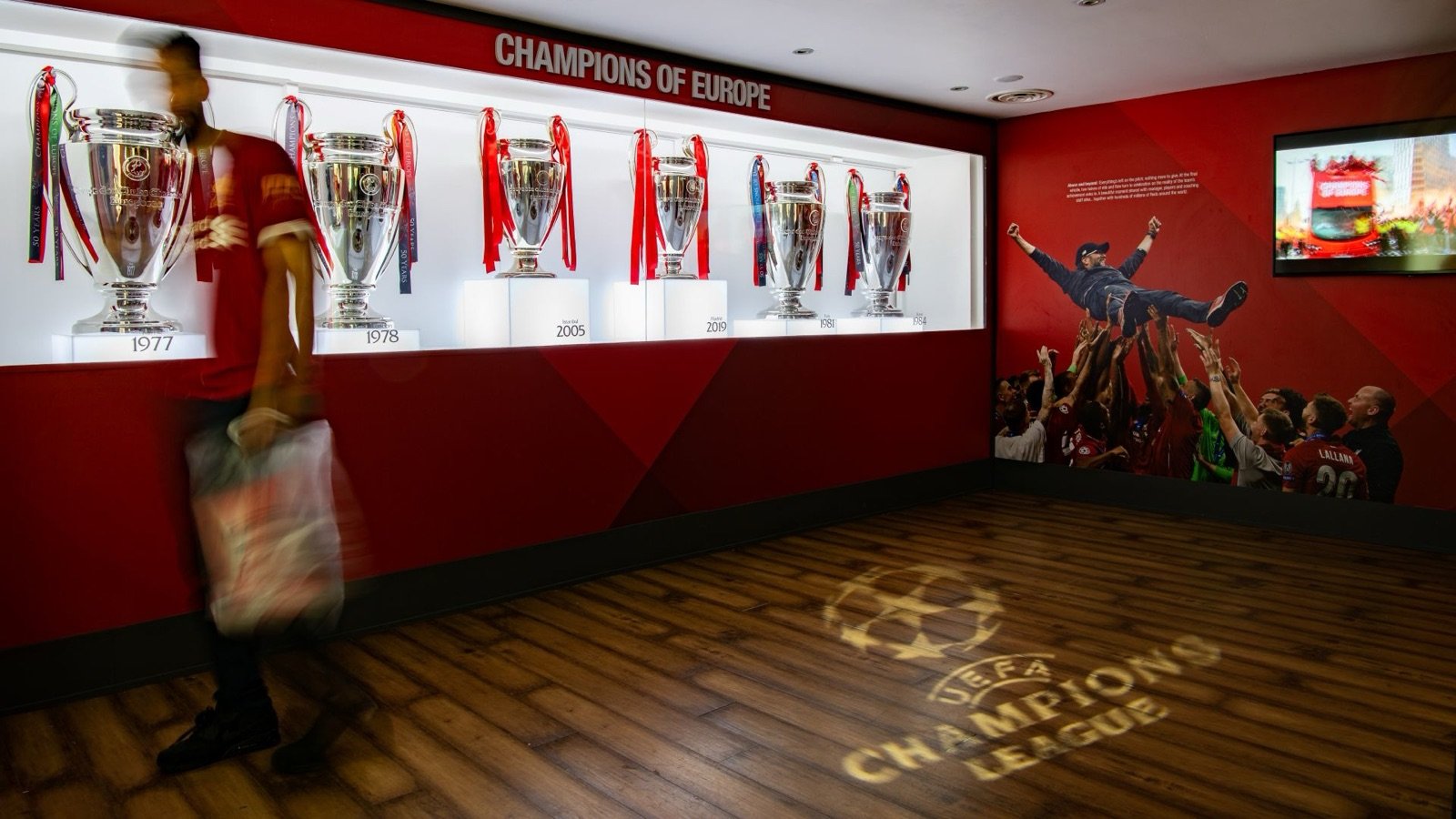 Interactive displays highlighting over 130 years of Liverpool FC history