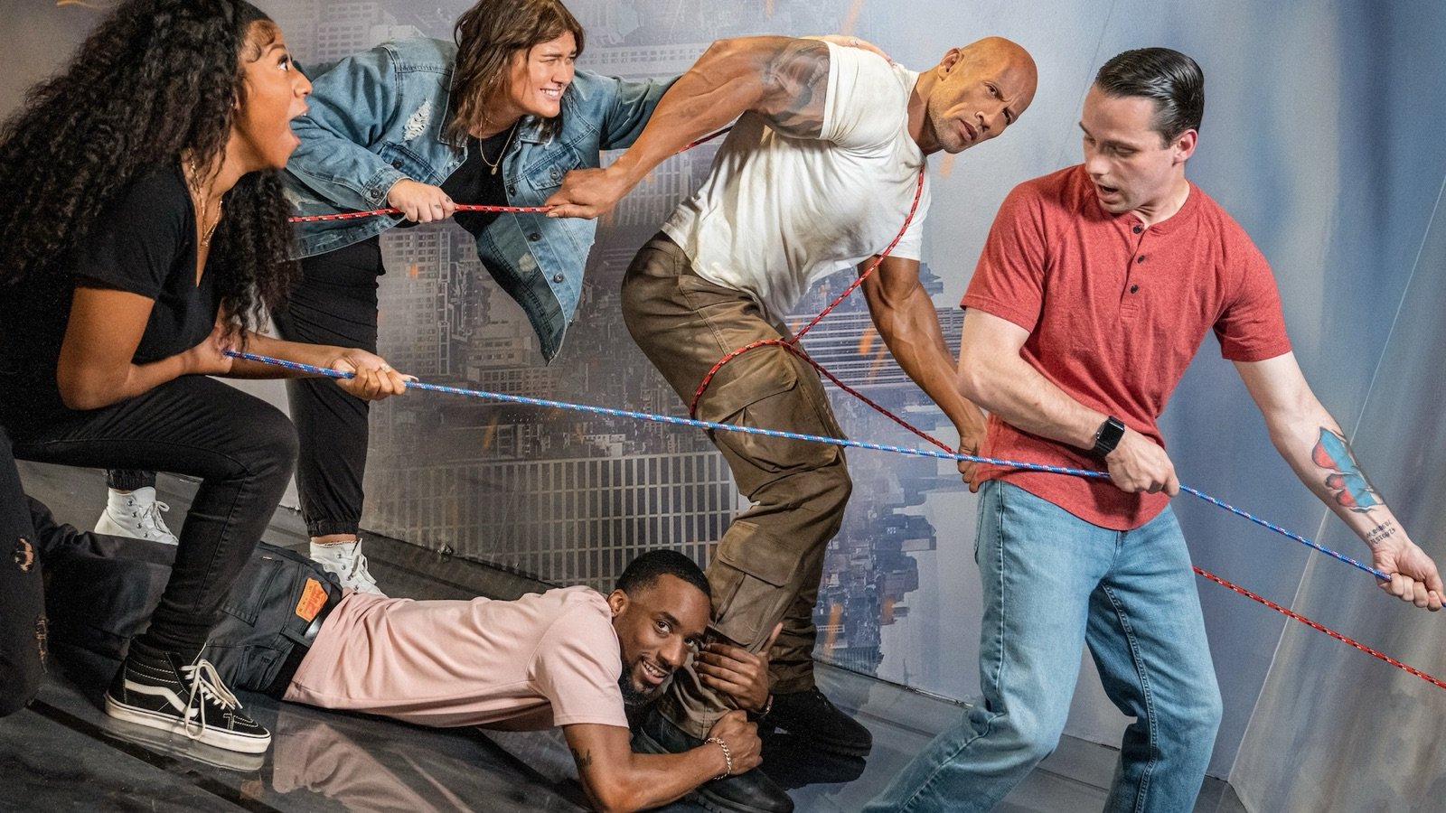 Dwayne Johnson wax figure in action pose