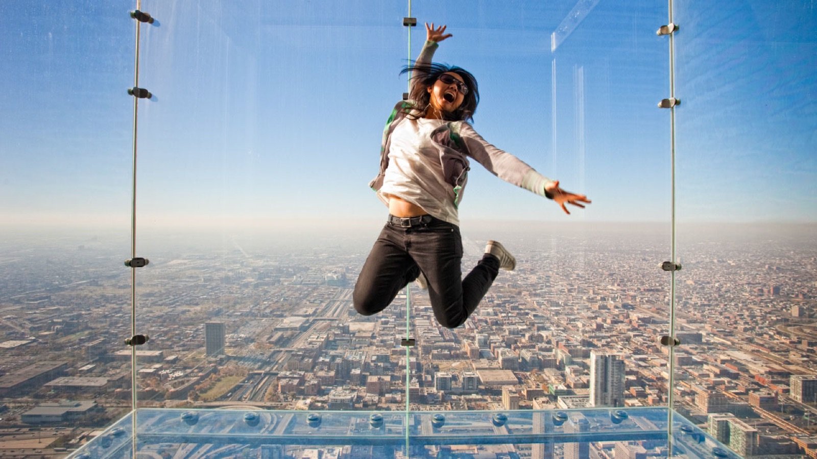 Panoramic view of the Chicago skyline from the 103rd floor Skydeck