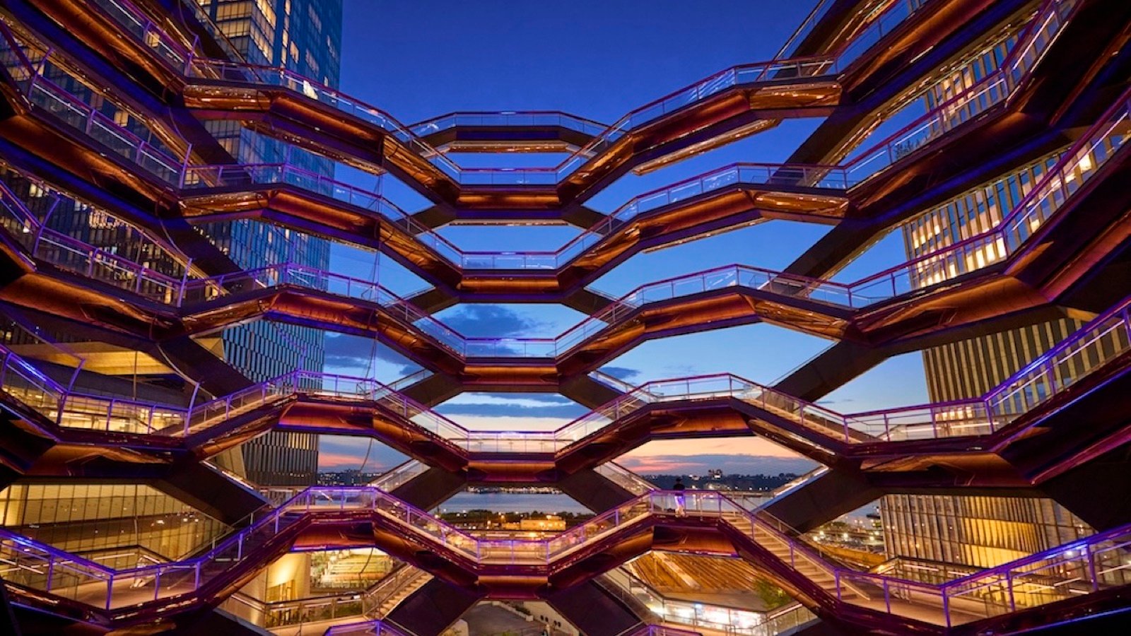 View of the Hudson River through the structure of Vessel