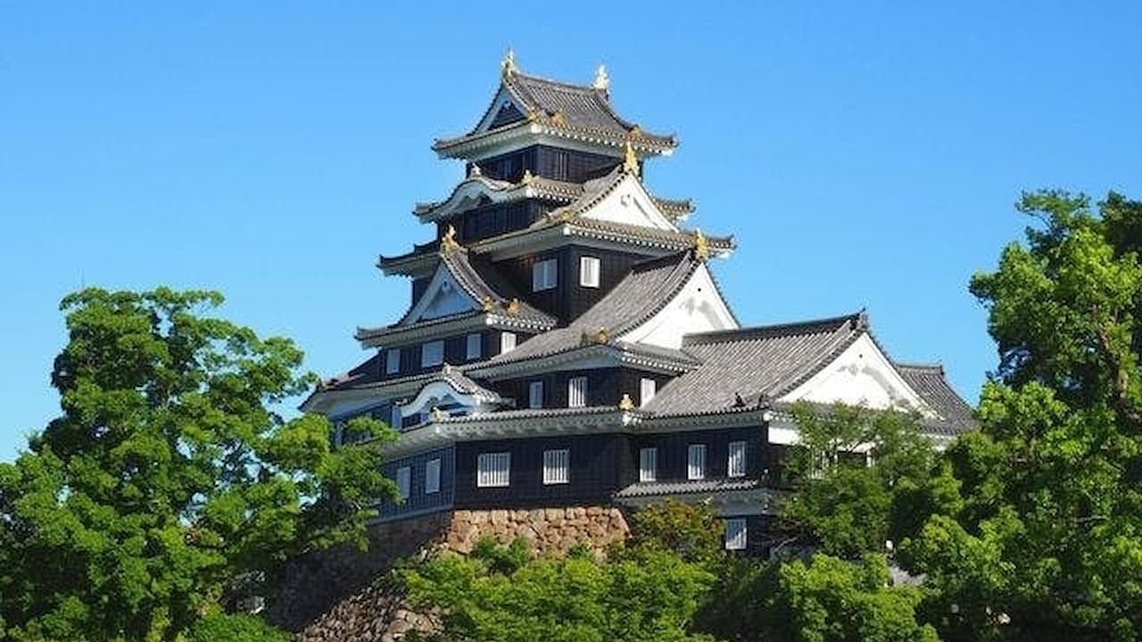 Irregular pentagonal tower base at Okayama Castle
