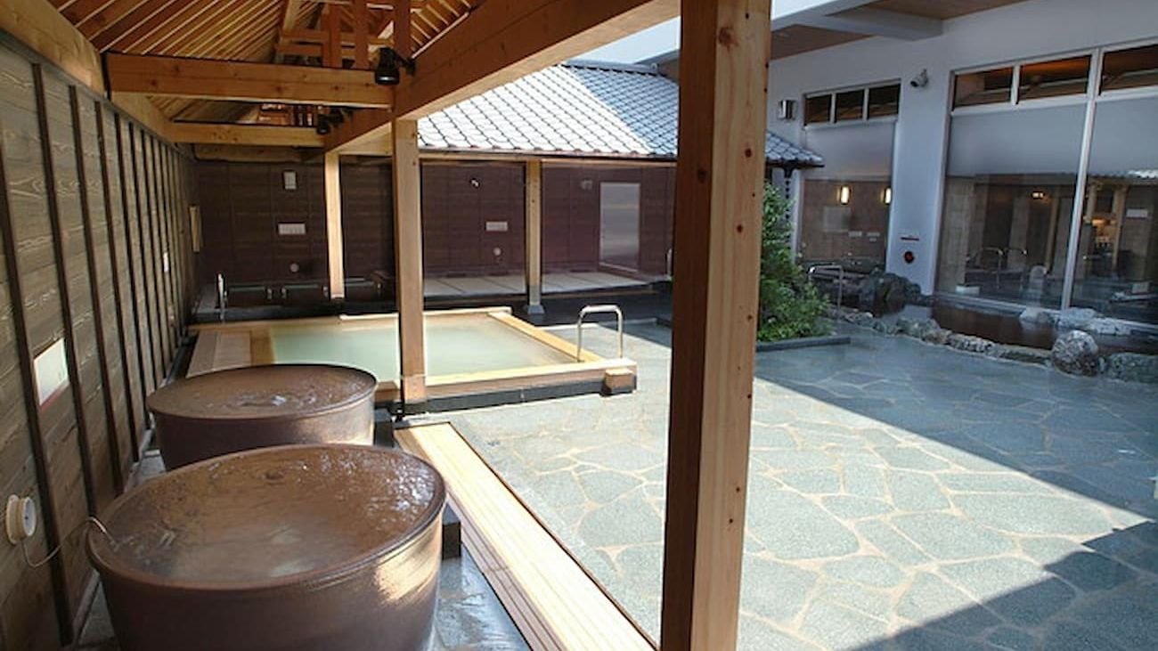 Dining area at Natural Hot Springs Manten-no-yu on-site restaurant