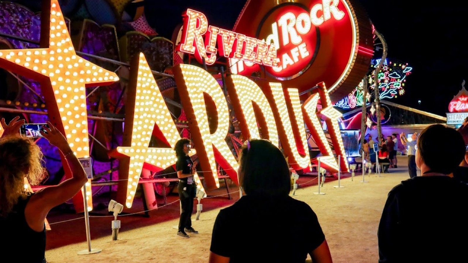 Restored and unrestored neon signs from vintage casinos