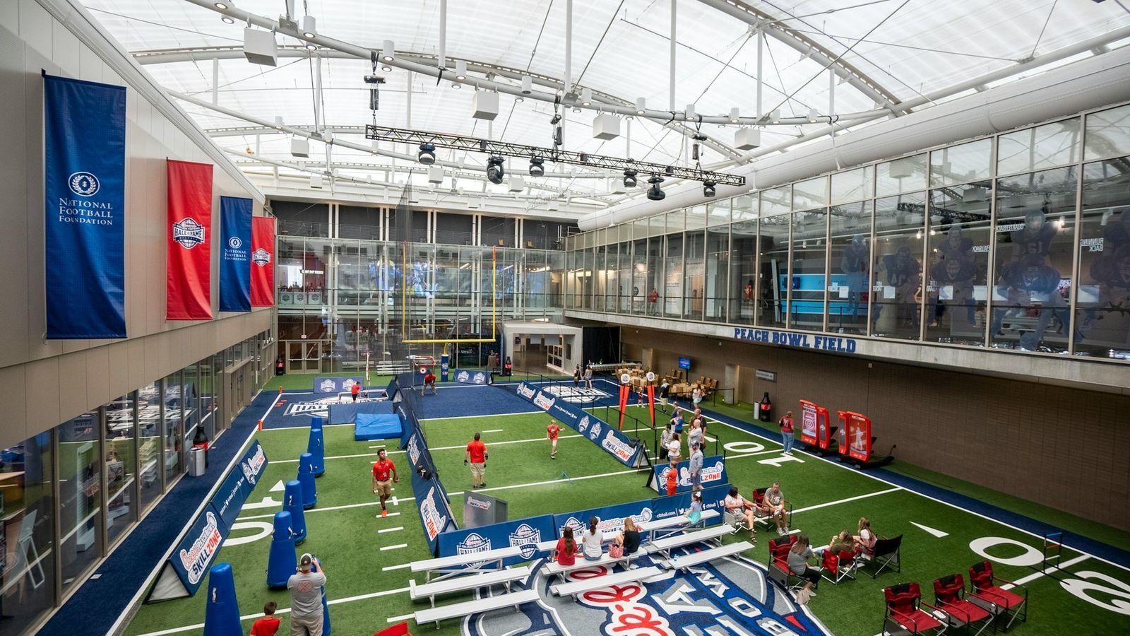 College football memorabilia display