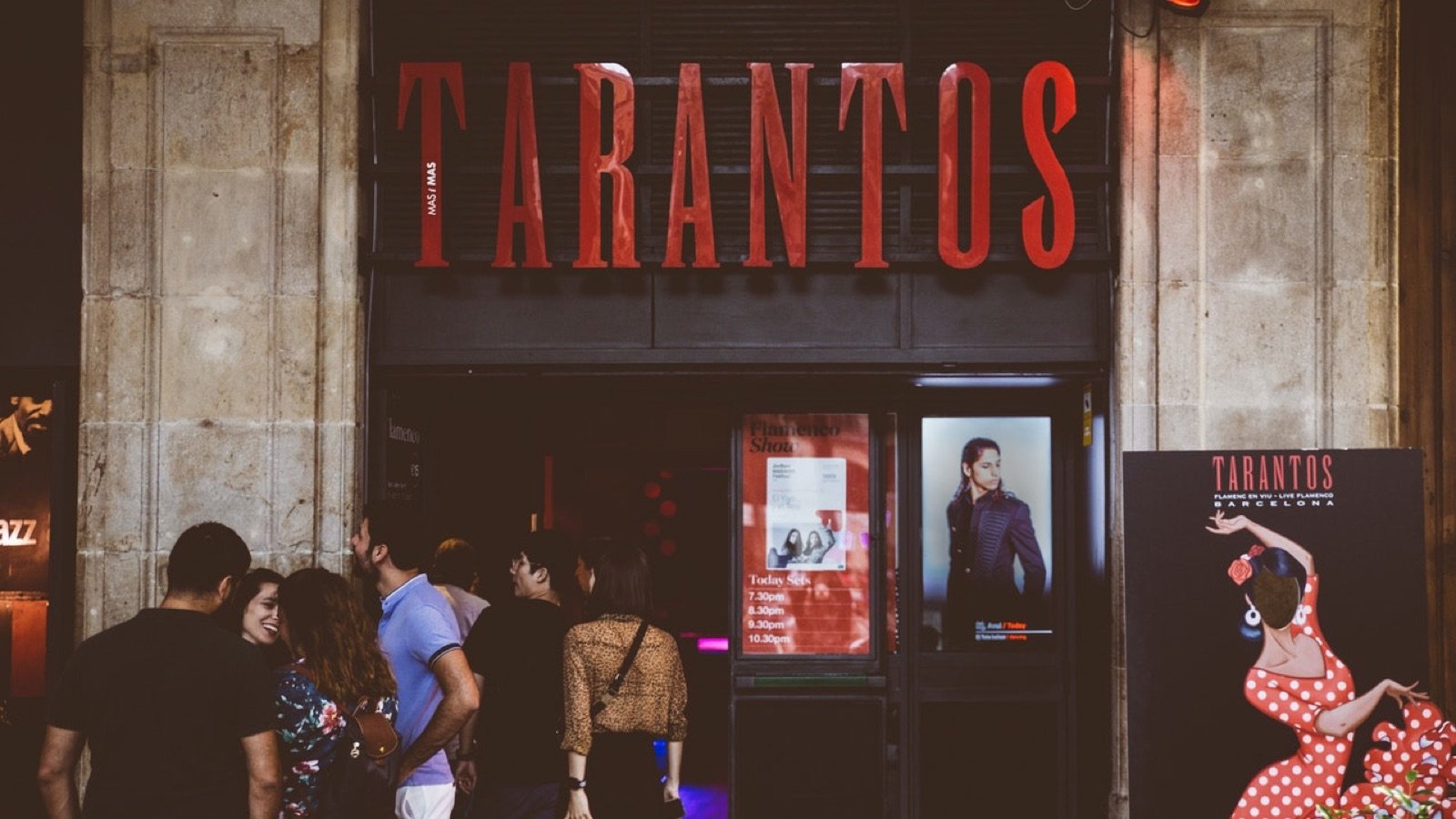 Flamenco dancers performing on stage at Los Tarantos