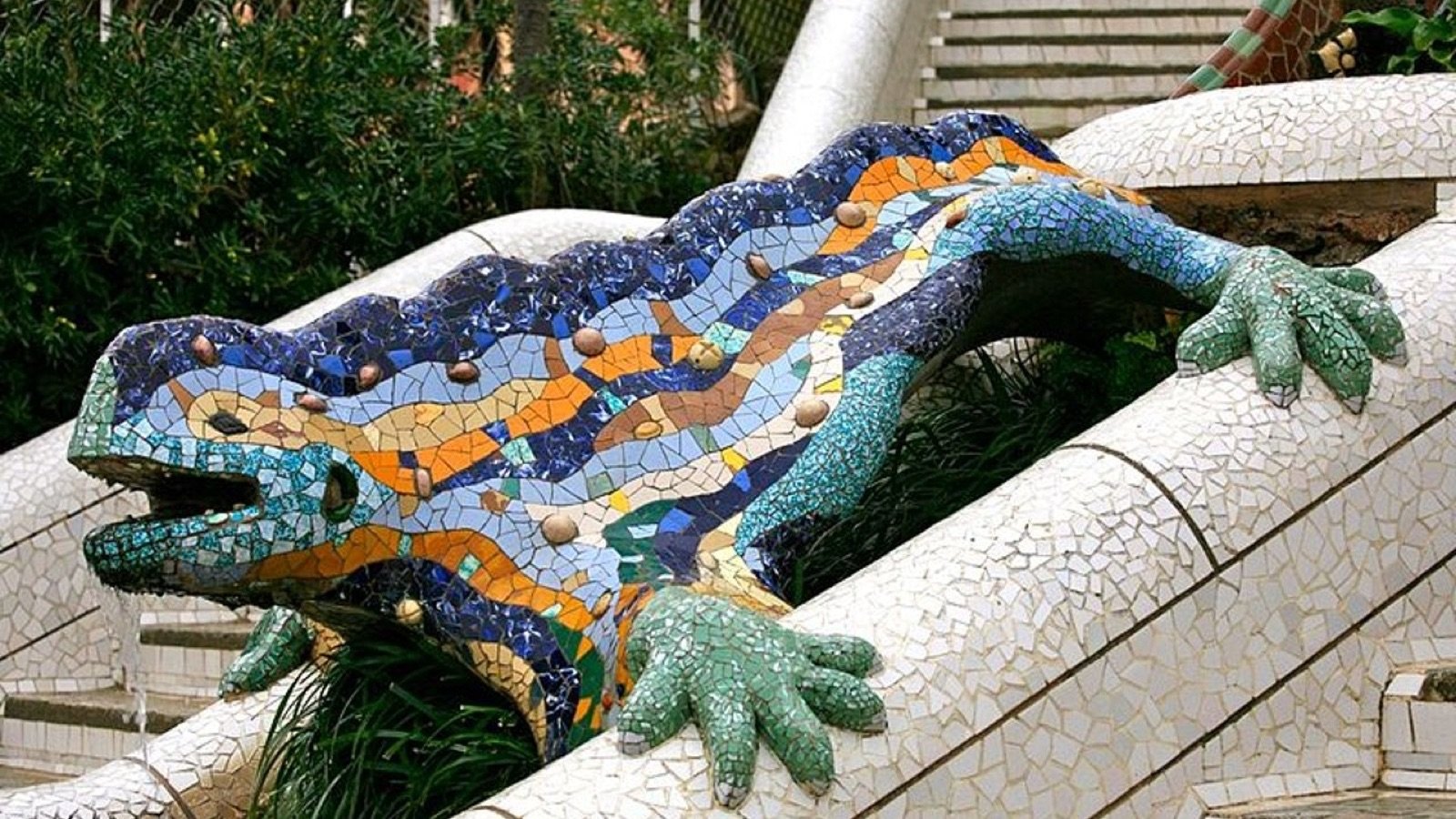 Panoramic view of Barcelona hills from Park Güell terrace