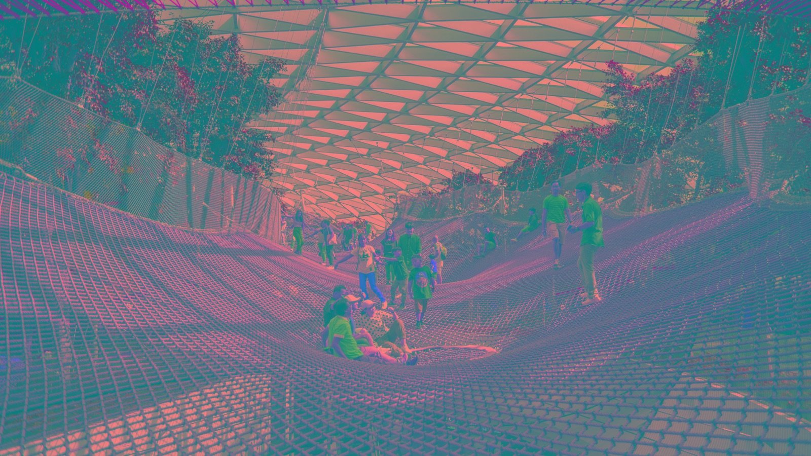 Manulife Sky Nets walking net suspended 25 metres above ground