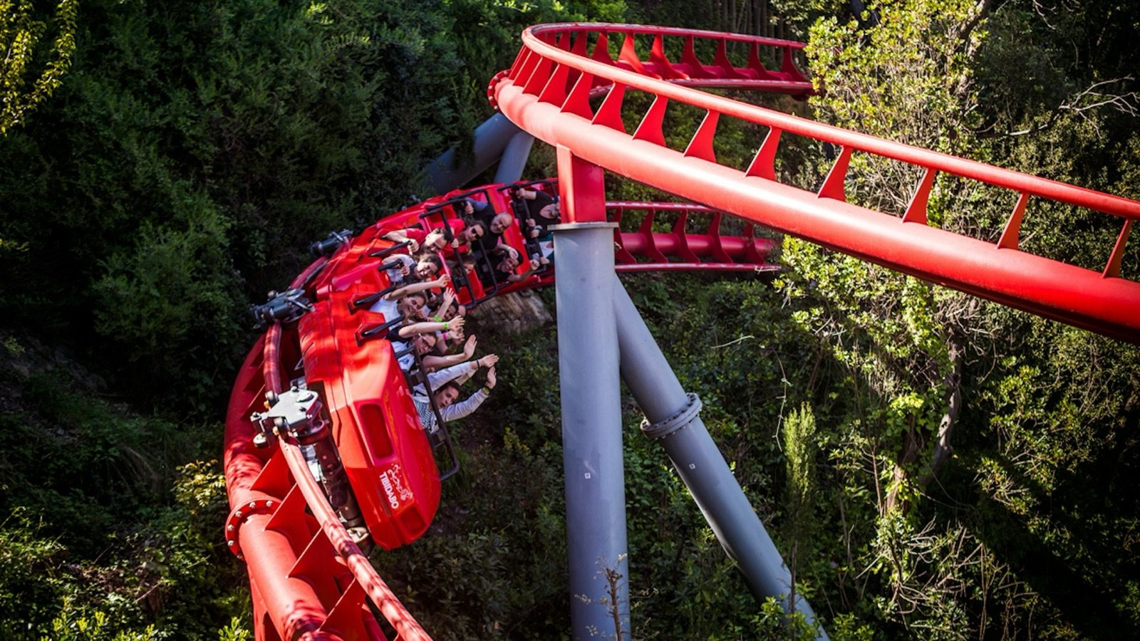 Panoramic Area overlooking Barcelona skyline at Tibidabo Amusement Park