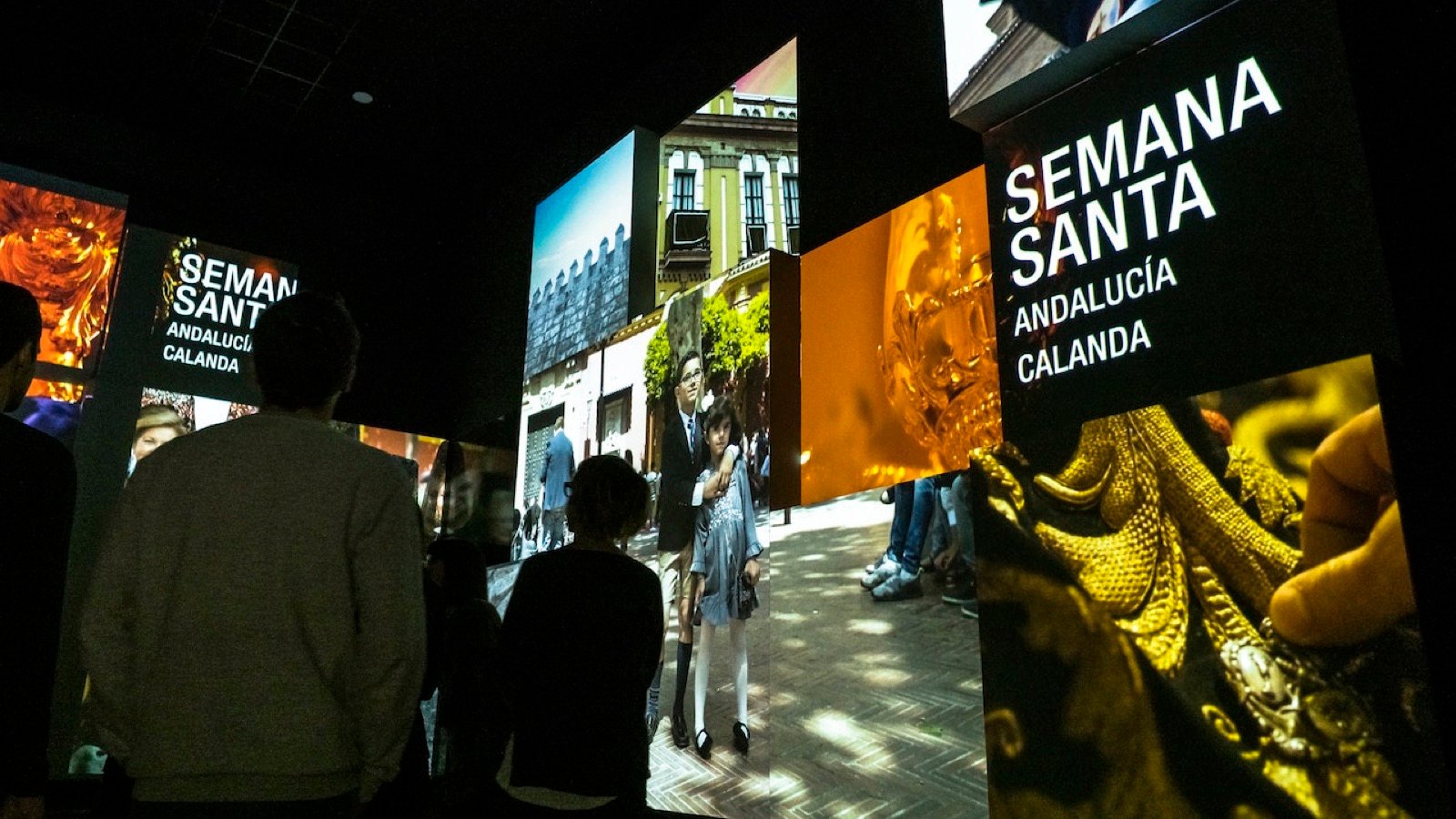 Fiesta multimedia exhibition area highlighting Spanish celebrations