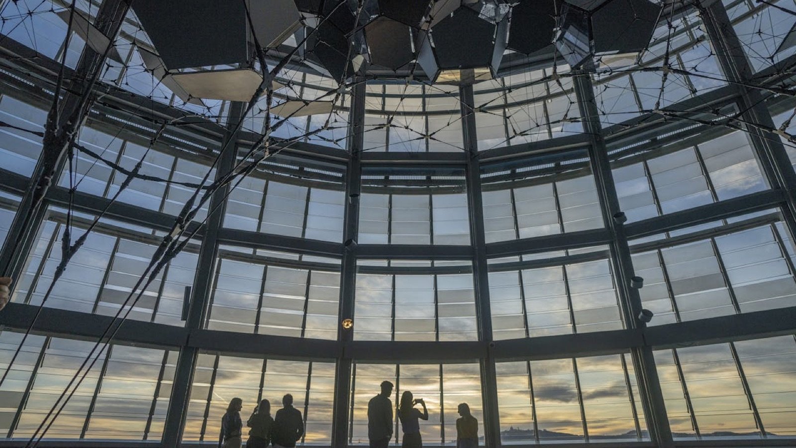 Panoramic 360-degree view of Barcelona from the 30th floor of Mirador Torre Glòries
