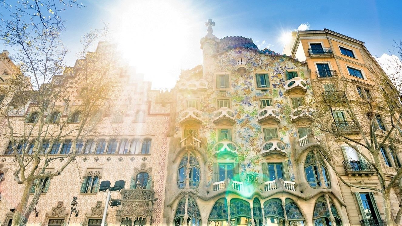 Exterior view of the Sagrada Familia basilica in Barcelona