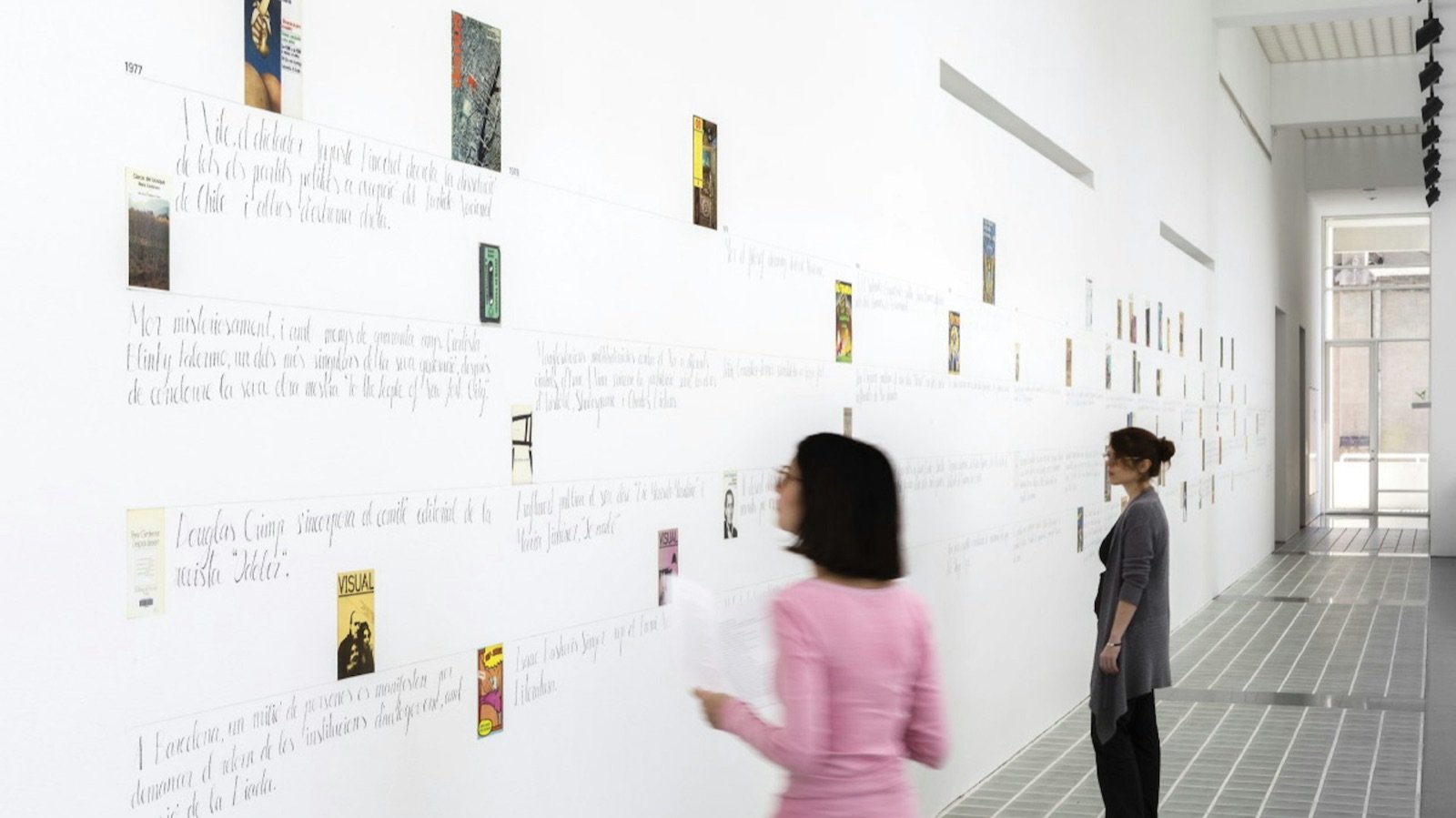 Visitors viewing contemporary art at MACBA