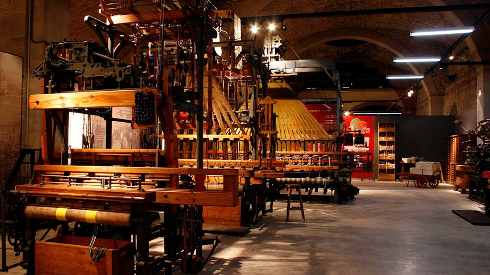 Historic machinery on display in the textile heritage section