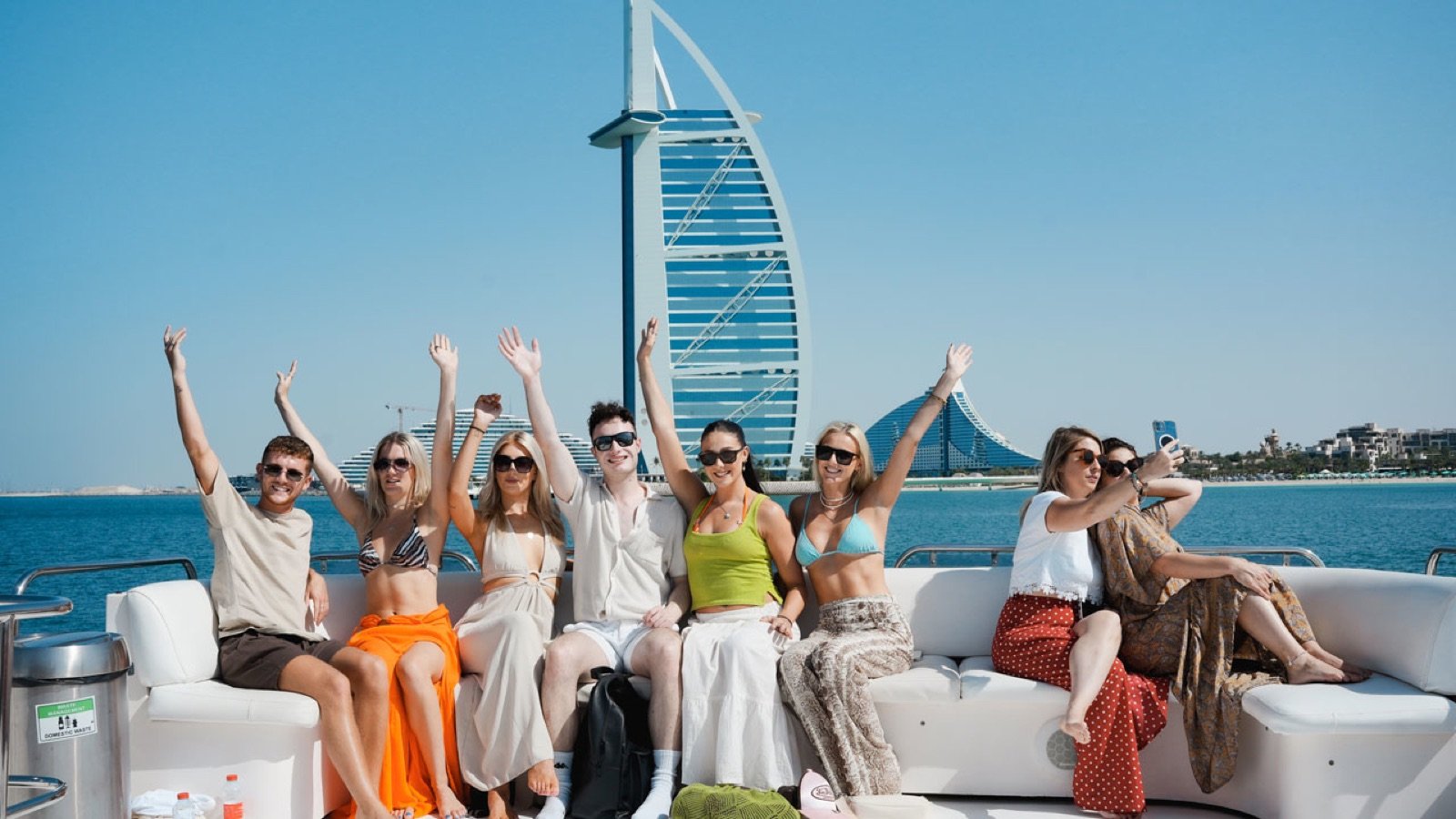 Dubai skyline view from yacht