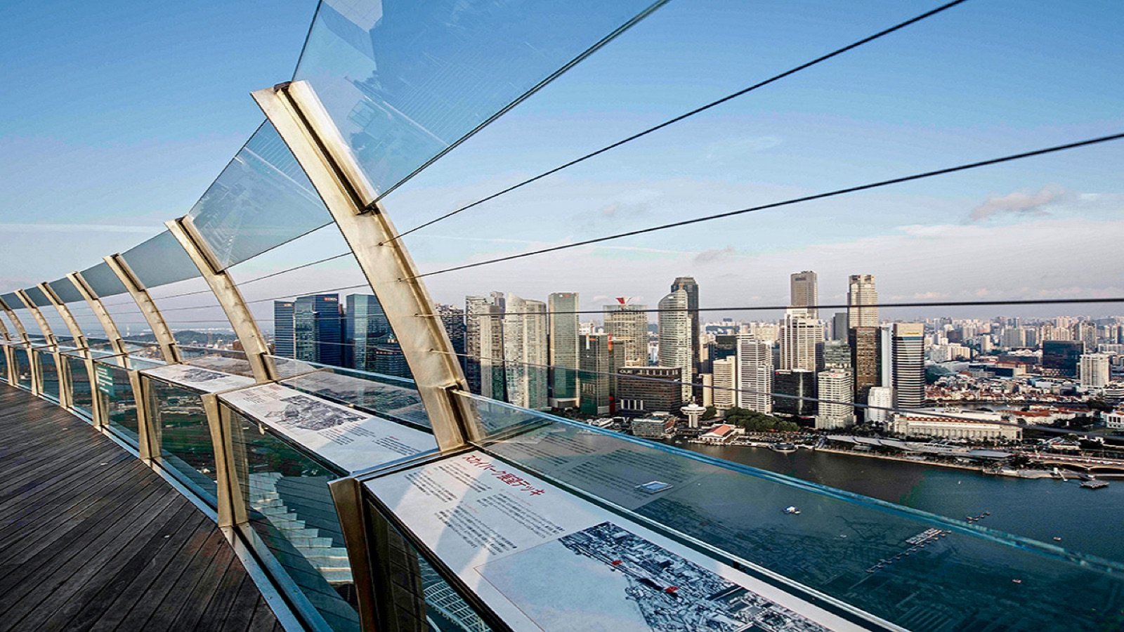Observation deck open-air viewing area 56 floors above Marina Bay