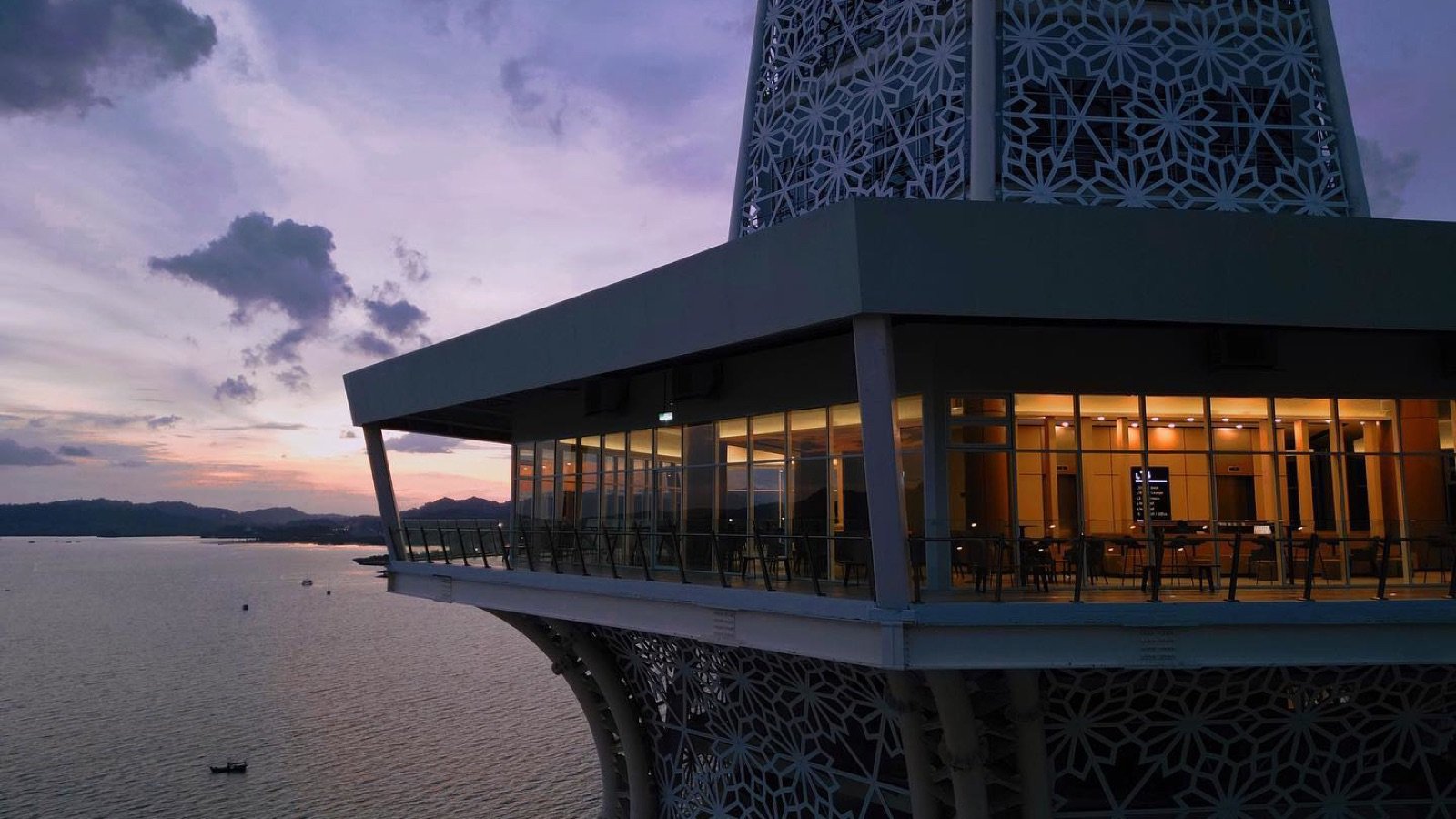 Maha Tower level 18 Sky Lounge interior with floor-to-ceiling windows