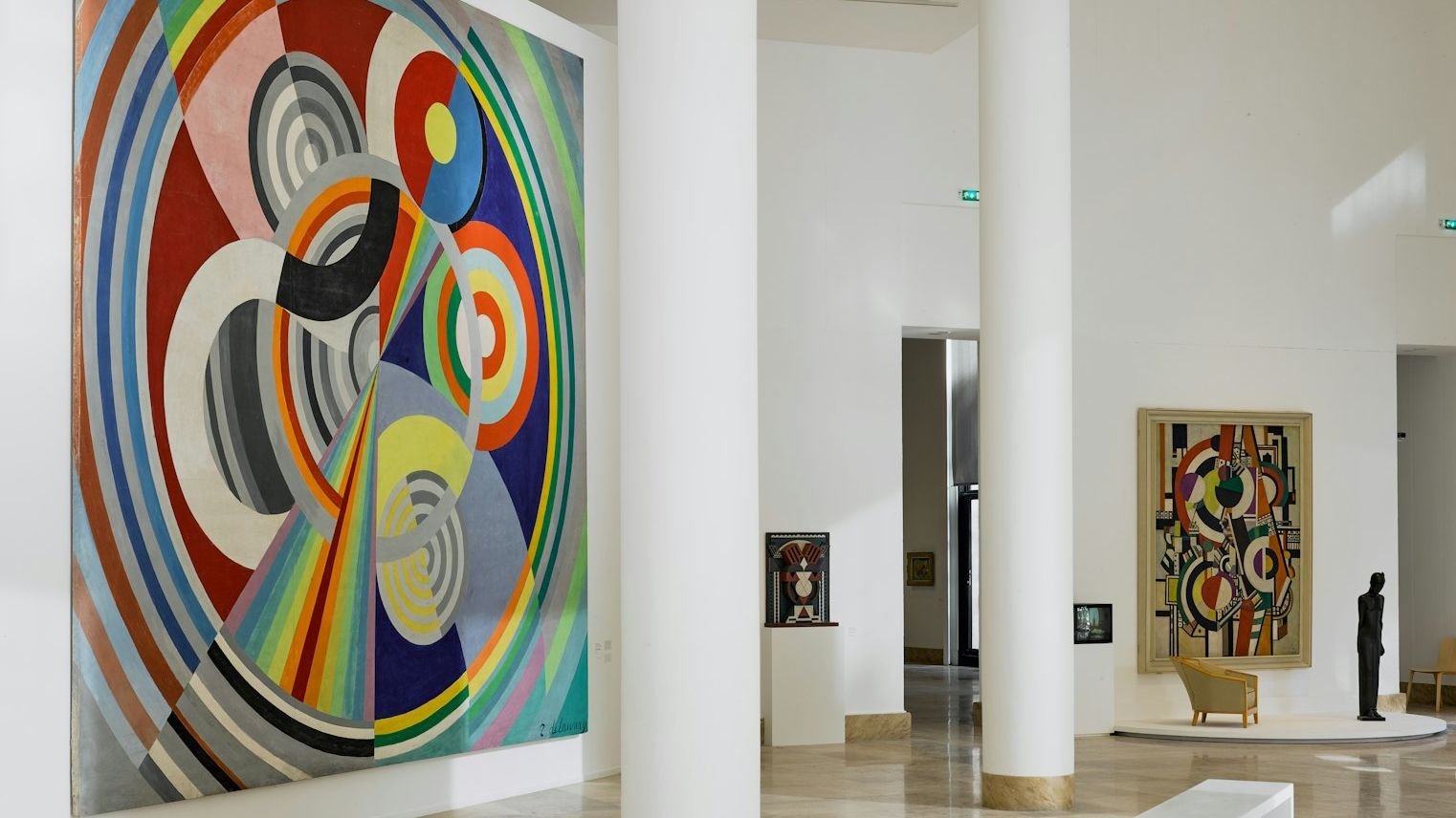 Visitors viewing modern art exhibitions in Paris