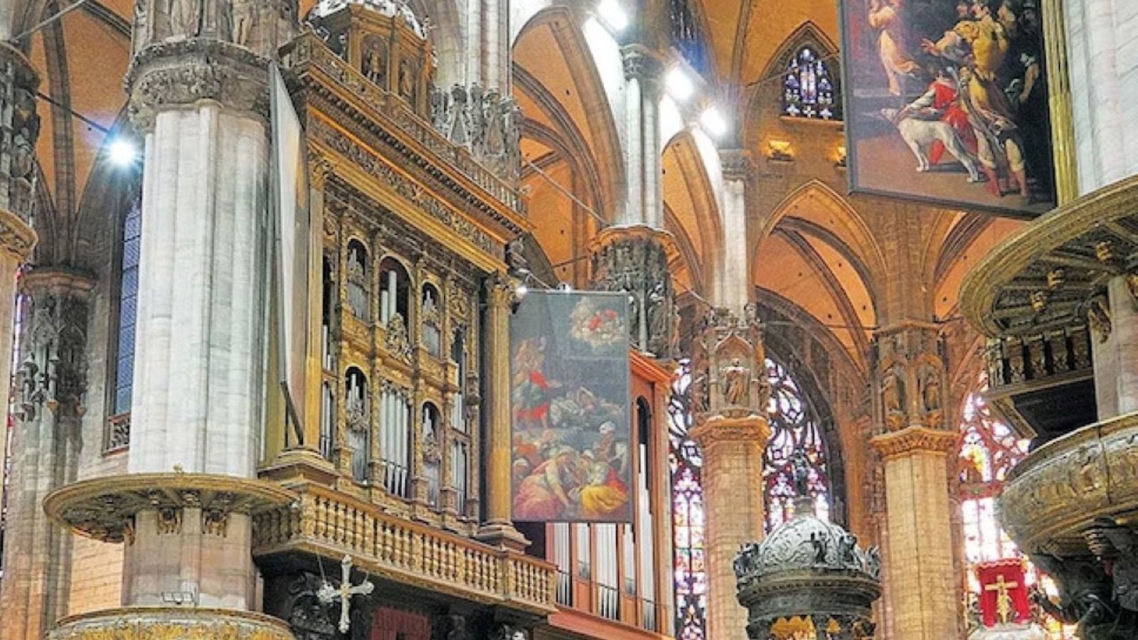 Stained-glass windows inside Milan Cathedral