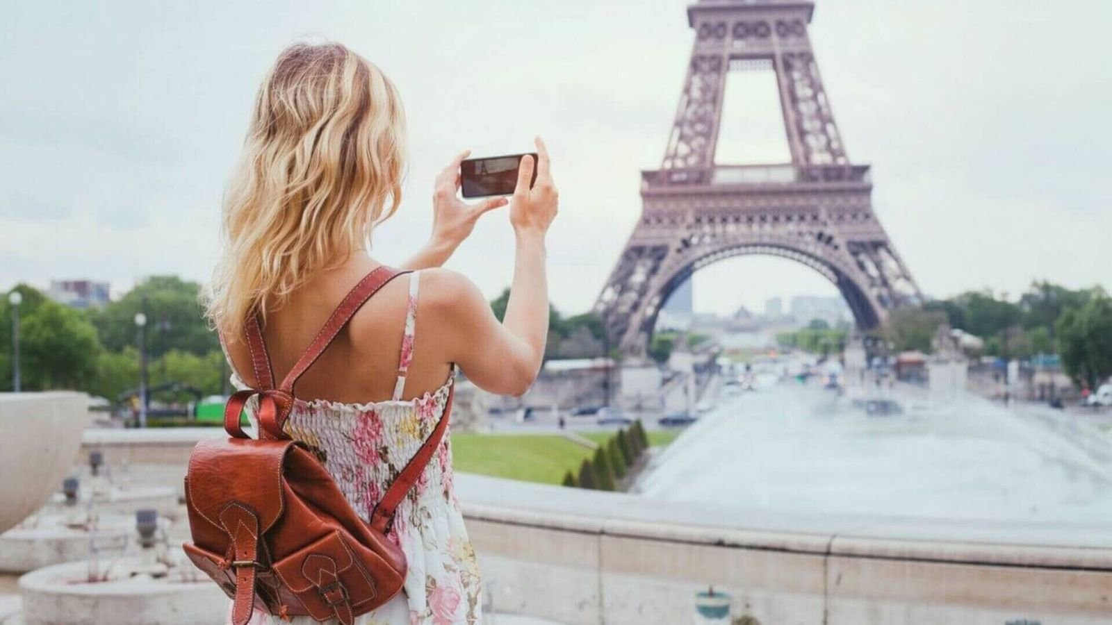 Eiffel Tower viewed from Champ de Mars in Paris