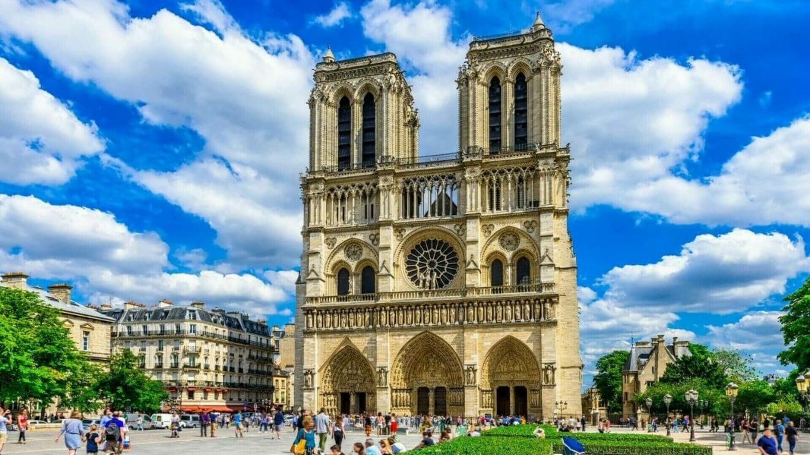 Notre-Dame Cathedral facade on the Ile de la Cite