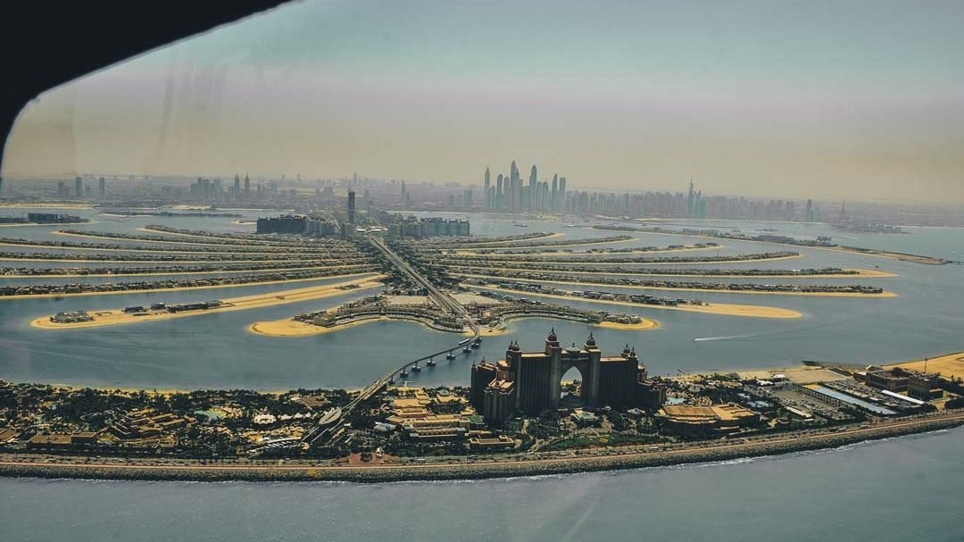 Helicopter Flight from the Palm Island Dubai