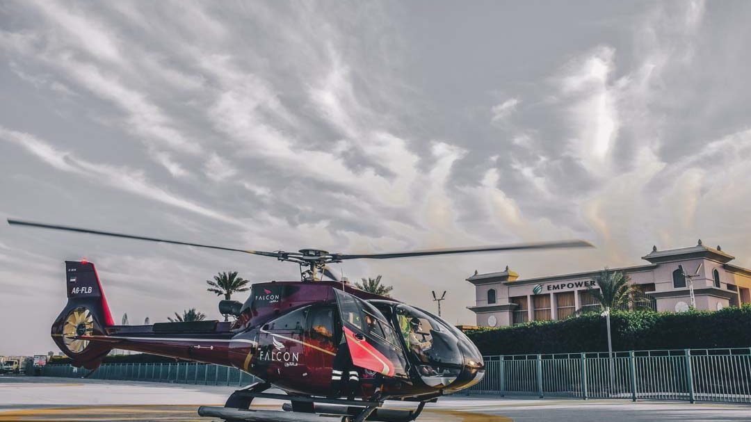 Helicopter Flight from the Palm Island Dubai