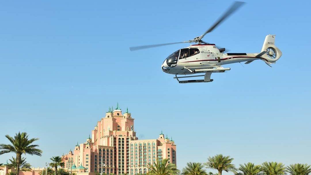Helicopter Flight from the Palm Island Dubai