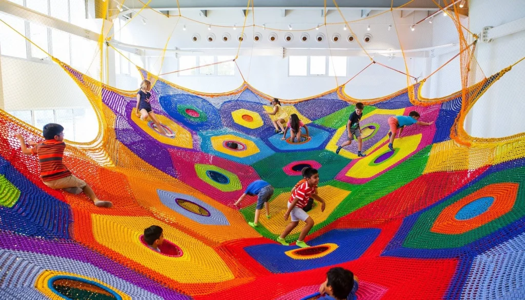 Kids playing and exploring at OliOli indoor museum in Dubai – fun tourist attraction for families.